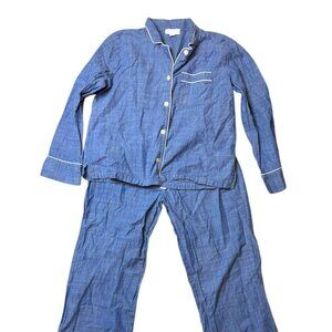 LOVE by Gap Cotton Flannel Two Piece Sleepwear‎  Light Blue w/White Piping SMALL